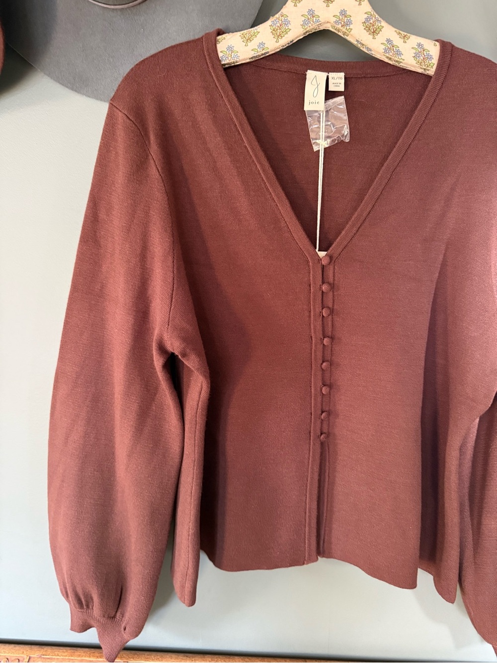Joie nwt chocolate Brown balloon sleeve Cardigan sz xl